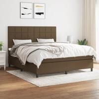 Boxspring met matras stof donkerbruin 180x200 cm