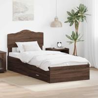 Bedframe met hoofdeinde Bruin Eiken 75 x 190 cm Bewerkt hout