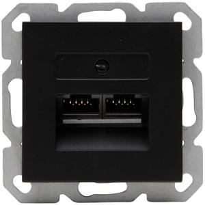 KOPP - UTP RJ45 Stopcontact - Athenis HK07 - Wandcontactdoos - Inbouw - 2-voudig UTP CAT6 - Mat Zwart