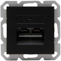 KOPP - UTP RJ45 Stopcontact - Athenis HK07 - Wandcontactdoos - Inbouw - 2-voudig UTP CAT6 - Mat Zwart