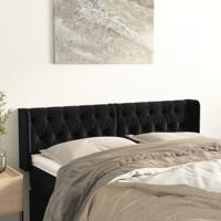 Hoofdbord met randen 147x16x78/88 cm fluweel zwart