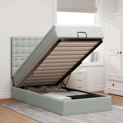 Ottoman bed met matrassen 90x200cm fluweel lichtgrijs