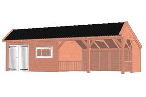 Trendhout Kapschuur De Stee 980x425 cm - Combinatie 1- Kapschuurdak- Onbehandeld lariks Douglas hout- Trendhout