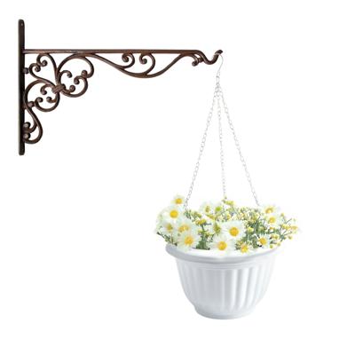 Hangpot + Muurhaak Como - wit - D25 cm - kunststof - ijzer - tuinaccessoires
