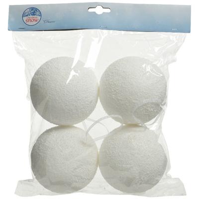 Decoris sneeuwballen / sneeuwbollen - 4x stuks - wit - kunststof - 10 cm - Sneeuwdecoratie?
