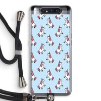 Eenhoorns overal: Samsung Galaxy A80 Transparant Hoesje met koord