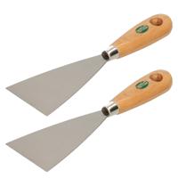 Plamuurmes - 2x - werkbreedte 70 mm - conisch geslepen staal - houten greep