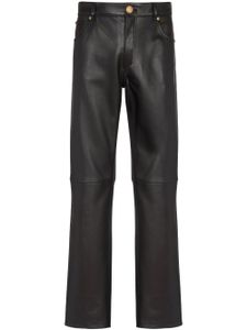 Balmain pantalon droit en peau d'agneau - Noir