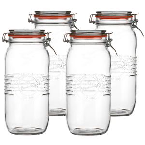 Urban Living Voorraadpot/bewaarpot - 4x - 2L - glas - met beugelsluiting - D14 x H27 cm - Voorraadpot