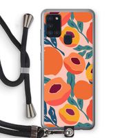Perzik: Samsung Galaxy A21s Transparant Hoesje met koord