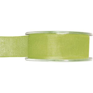 1x Hobby/decoratie groene organza sierlinten 2,5 cm/25 mm x 20 meter