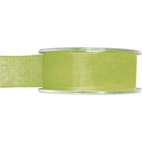 1x Hobby/decoratie groene organza sierlinten 2,5 cm/25 mm x 20 meter