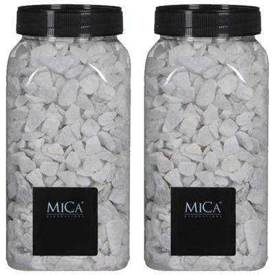 Mica Decorations decoratie steentjes - 2x - wit - 1 kilo - 650ml - hobby steentjes