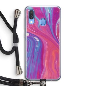 Paarse stroom: Samsung Galaxy A40 Transparant Hoesje met koord