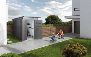 Biohort Metalen Berging AvantGarde A3 180x260x218 cm met enkele deur- Lessenaarsdak- Metaal- Biohort