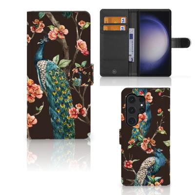 Samsung Galaxy S24 Ultra | Telefoonhoesje | Met pasjeshouder | Pauw met Bloemen