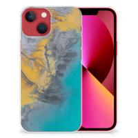 Apple iPhone 13 | TPU | Siliconen hoesje | Marble Blue Gold Apple iPhone 13 | TPU | Siliconen hoesje | Marble Blue Gold