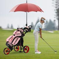 Golftrolley met 3 Wielen Verstelbare Lichtgewicht Golfwagen met Parapluhouder en Opbergtas Rood + Zwart - thumbnail