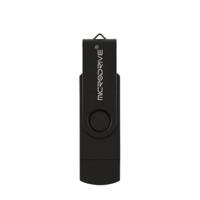 MicroDrive 64GB USB 2 0 telefoon en computer dual-use roterende OTG Metal U disk (zwart)