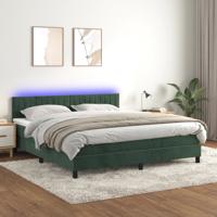 Boxspring met matras en LED fluweel donkergroen 160x200 cm