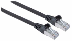 Intellinet 740753 RJ45 Netwerkkabel, patchkabel CAT 6A S/FTP 1.50 m Zwart Folie afscherming, Afscherming gevlochten, Afgeschermd, Halogeenvrij 1 stuk(s)