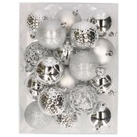 37x stuks kunststof kerstballen zilver 6 cm - Kerstbal - thumbnail
