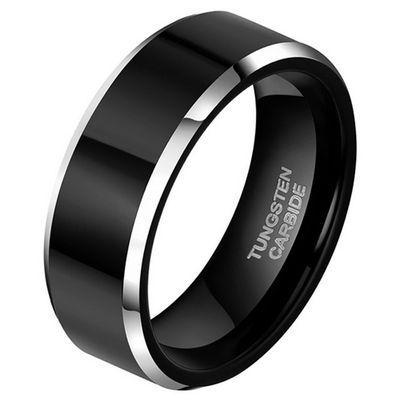 Wolfraam heren ring Zwart Zilver 8mm-17mm