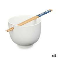 Kom Kinvara B10067A B10067A Wit Bamboe Porselein 24 x 10,7 x 13,3 cm Chopsticks asiatico/oriental (12 Stuks)