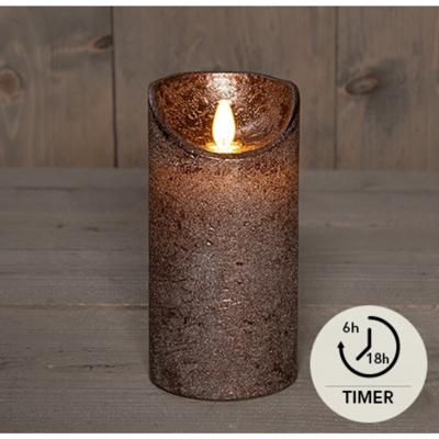 LED Rustiek stompkaars brons 7,5x15cm