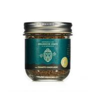 Zout met zwarte knoflook glazen pot bio