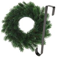 Kerstkrans 35 cm - groen - met zwarte hanger/ophanghaak - kerstversiering