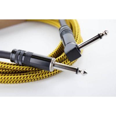 Cordial 14778 Jackplug Instrumenten Aansluitkabel [1x Jackplug male 6,3 mm (mono) - 1x Jackplug male 6,3 mm (mono)] 7.50 m Zwart, Geel Textielmantel