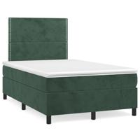 Boxspring met matras en LED fluweel donkergroen 120x190 cm