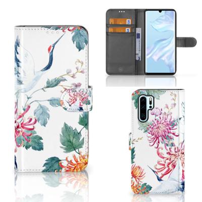 Huawei P30 Pro | Telefoonhoesje | Met pasjeshouder | Bird Flowers