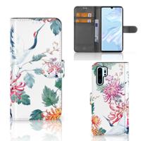 Huawei P30 Pro | Telefoonhoesje | Met pasjeshouder | Bird Flowers