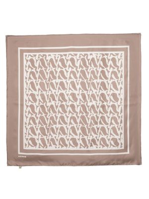 AERON foulard en soie à imprimé monogrammé - Marron