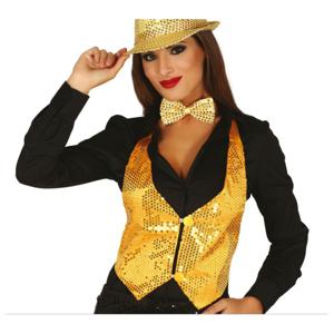 Verkleed feest gilet met pailletten - goud - voor dames - one size