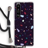 Dark Rounded Terrazzo: Sony Xperia 1 III Transparant Hoesje met koord