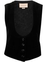 Gucci button-up velvet waistcoat - Noir - thumbnail