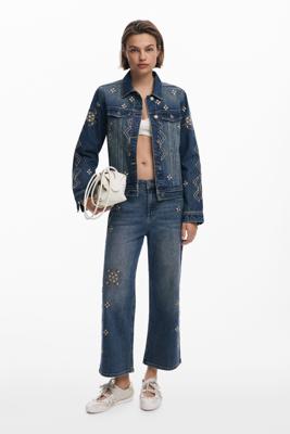 Culotte jeans met spiegels - BLUE - 44