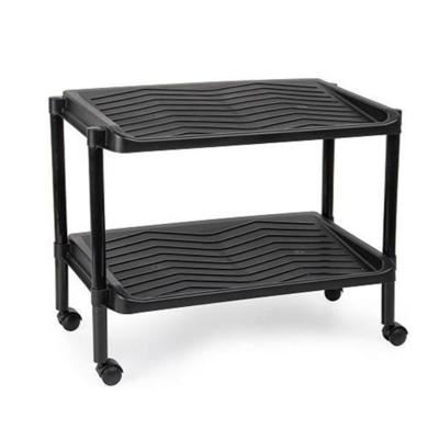 Schoenenrek - kunststof - 2-laags - zwart - 50 x 30 x 40 cm - schoenenbank - op wielen