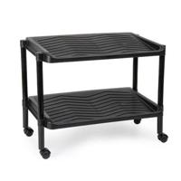 Schoenenrek - kunststof - 2-laags - zwart - 50 x 30 x 40 cm - schoenenbank - op wielen