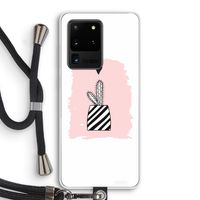 Zwart-wit cactus: Samsung Galaxy S20 Ultra Transparant Hoesje met koord