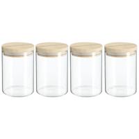 Secret de Gourmet Voorraadbus - 4x stuks - voorraadpot - 600 ml - glas met houten deksel