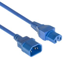 ACT AK5305 Netsnoer Stroomkabel C14 - C15 | Blauw | 1,2 meter