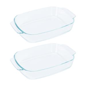 Ovenschaal van glas - 2x - ovaal - 2 Liter - 30 x 20 x 6 cm - vaatwasser bestendig