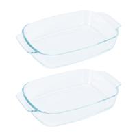 Ovenschaal van glas - 2x - ovaal - 2 Liter - 30 x 20 x 6 cm - vaatwasser bestendig