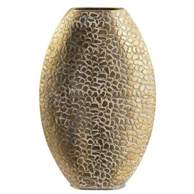 Leen Bakker - Vaas Riv - Goudkleur - Ovaal - 48,5x32x9,5 Cm - Metaal - Goudkleurig