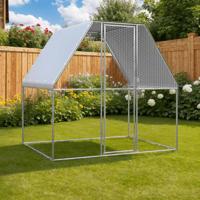 VidaXL Kippenkooi 2x2x2 m gegalvaniseerd staal zilverkleurig en grijs