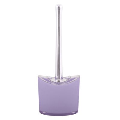 Toiletborstel in houder/wc-borstel Aveiro - PS kunststof/rvs - lila paars/zilver - 37 x 14 cm